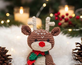 Patrón de muñeco de ganchillo navideño de reno y Papá Noel (amigurumi) en PDF