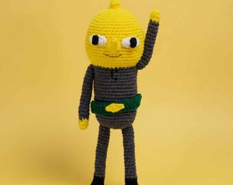 Patrón de crochet para amigurumi de hombre limón gruñón - Tutorial del patrón de limón enojado y divertido en PDF