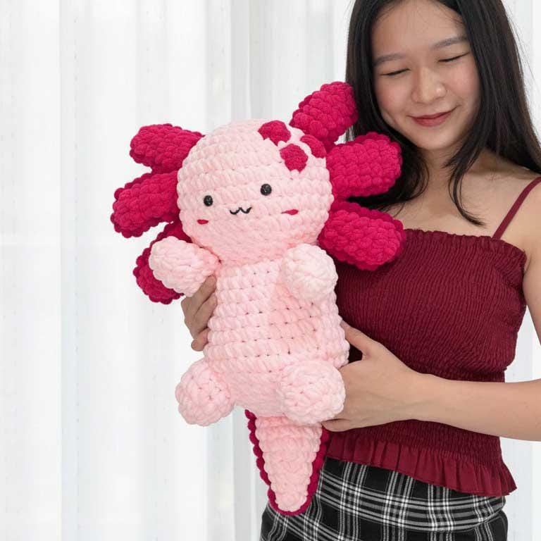 Chunky Big Axolotl Cuddley Huggable Amigurumi Crochet