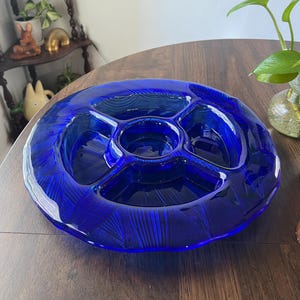 cobalt blue divided serving dish