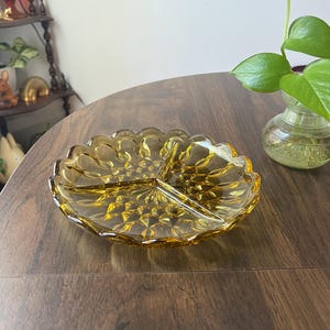 vintage Anchor Hocking Fairfield Amber verdeelde schaal