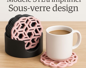 STL-bestand 3D-onderzetter geometrisch ontwerp • Printbaar model • Digitale onderzetter • Onderzetter STL-bestand • DIY-tafeldecoratie