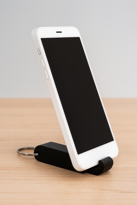 Cadeau original imprimé 3D – Support téléphone multifonction + porte-clé – Pratique, pliable,   (fichier STL)