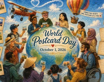 Wereldpostkaartendag 1 oktober: wereldwijde vriendschap, postcrossing, snailmailkaart