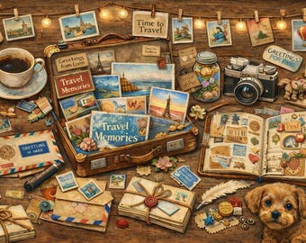 Vintage Travel Postcard – Nostalgic Travel Collage