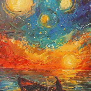 Starry Night Postcard: Van Gogh Inspired Art, Dreamy Sky