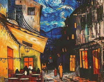 Van Gogh Starry Night Cafe Postcard: Art Lover Snail Mail France