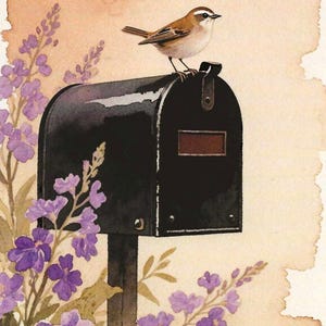 Mailbox - Floral - Bird - Postcard - Postcrossing - Happy Mail - Penpal - Rare - Unique - Swap - Exchange - Snail Mail - Post - Postcard Hub