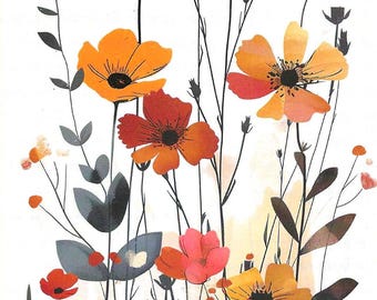Retro Wildflower Postcard: Vintage Botanical Illustration