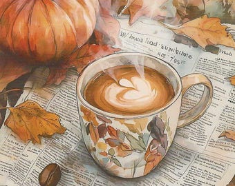 Postal de café - Chocolate caliente con leche y especias de calabaza