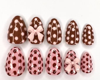 Handmade Polka Dot Press On Nail Set