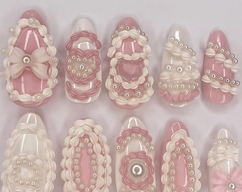 Handmade Birthday Cake Press On Nail Set