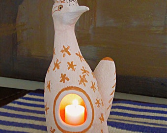 Ceramic chimney incense burner candle holder chiminea road runner fire in the belly