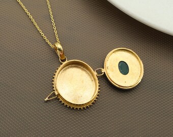 Vintage Brass Oval Locket Necklace, Handmade Gold Keepsake Pendant