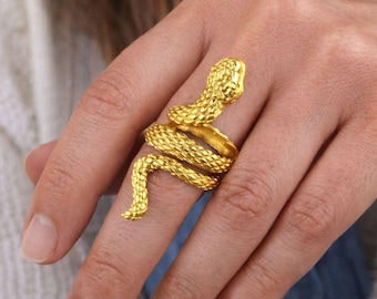Gold Snake Ring, Adjustable Serpent Ring, Animal Jewelry,