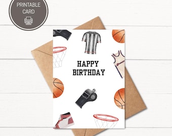 Printable Basketball Birthday Card | Sporty Design (Digital Download)