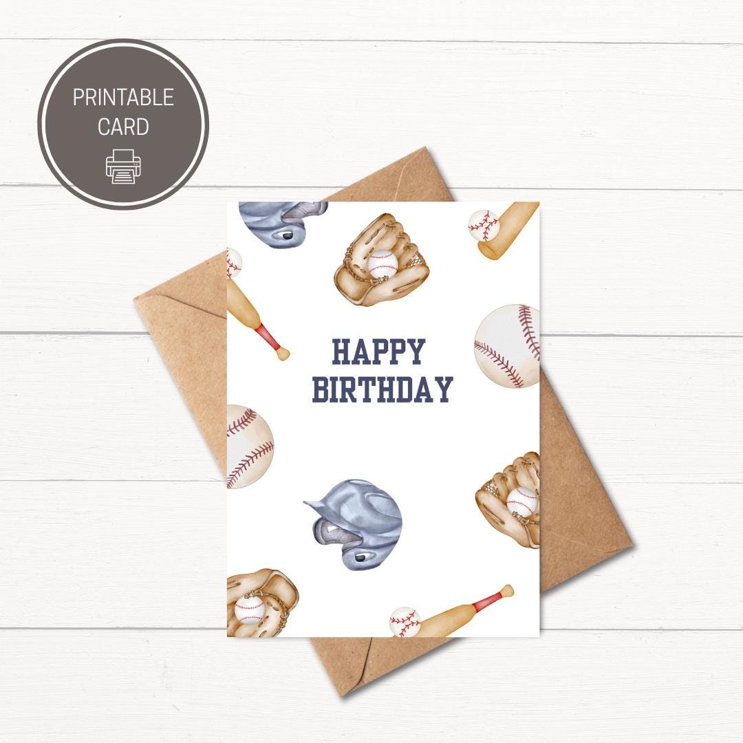 Baseball Birthday Card | Printable Sports Card (digital Download) - Etsy