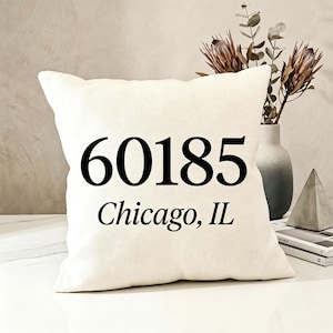 Örngott i Chicago, örngott i postnummer 60185, heminredningspresent, inflyttningspresent, minimalistisk heminredning för stadsälskare