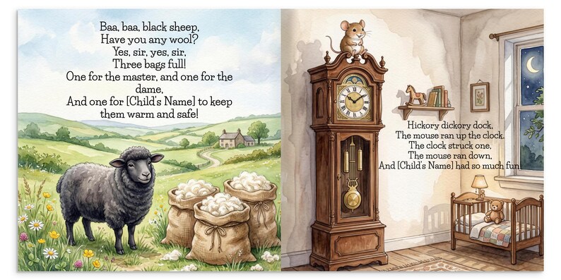 Personalized Nursery Rhyme Book, Custom Keepsake Baby Book, 1st ...