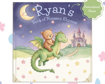 Libro de rimas infantiles personalizado, libro de recuerdos para bebés, regalo de primer cumpleaños, regalo para baby shower, libro de cuentos infantiles personalizado con acuarela.