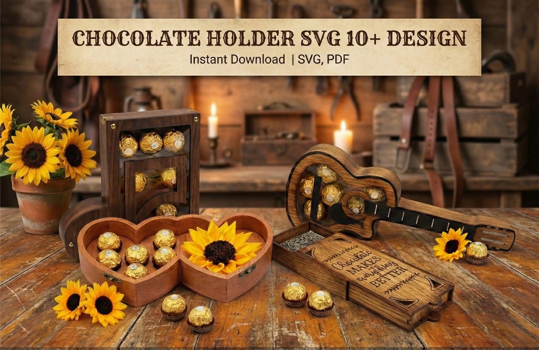 Chocolate Holder SVG: 3D Heart Candy Gift Box Laser Cut File - Etsy