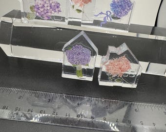 Pequeñas casas de hortensias de primavera para exhibiciones de temporada, flores y decoración para ventanas pequeñas: ¡juego de 5!
