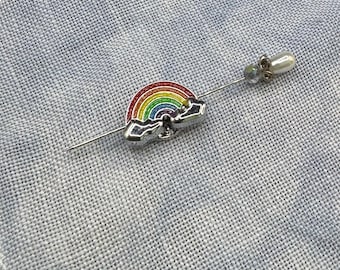 Rainbow COVERED Needle Minder for Cross Stitch, Needlepoint, Embroidery