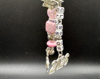 Colgante rosa para bolso de graduación de baile: Clase de 2026, colgantes plateados, brillo para bolso