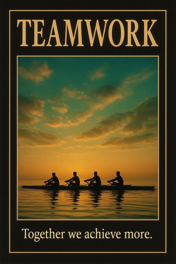Rowing Teamwork Poster