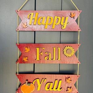 3 Piece Happy Fall Y&#39;all Door Sign