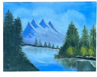 Original Mountain Landscape Oil Painting: 18x24 Canvas Wall Art