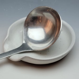 WHITE SPOON REST, Handmade Pottery, 5&quot; wide x 1&quot; tall