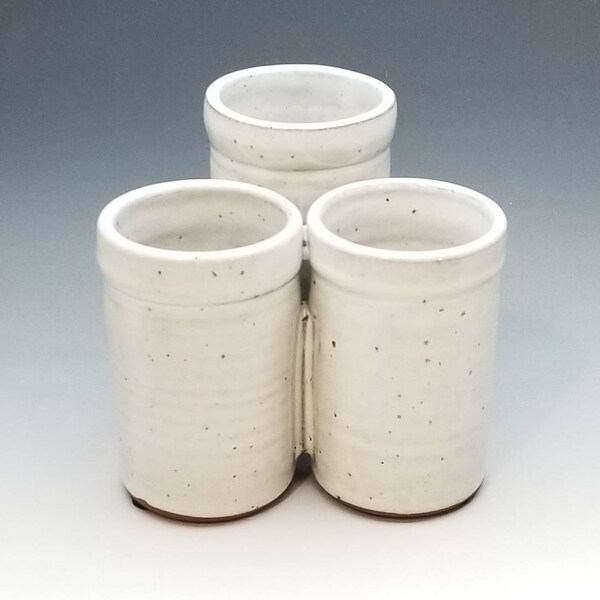 White Organizer, FREE SHIPPING, flatware, flowers, pencils, kitchen, bathroom, ceramic, pottery