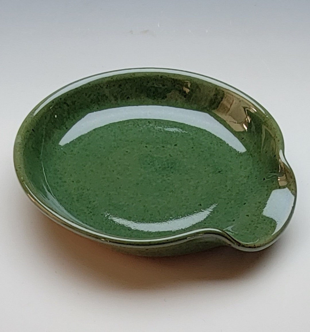 GREEN SPOON REST, Handmade Pottery, 5 Wide X 1 Tall Etsy