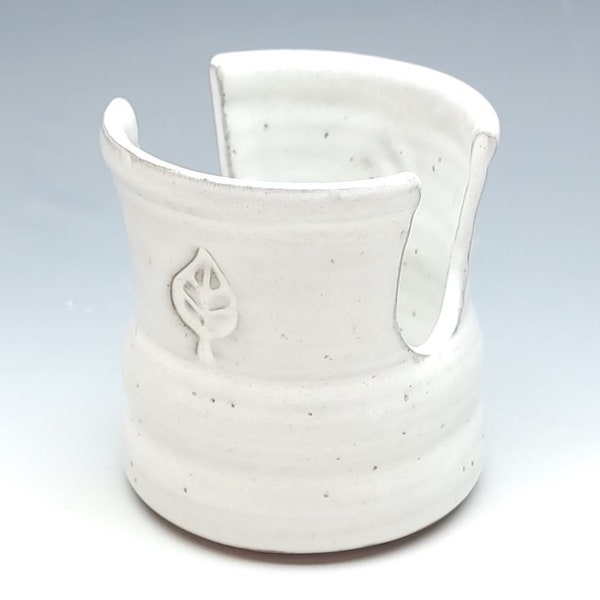 WHITE CUP HOLDER, Sponge Cup, Mail Organizer, Napkin Holder, pottery, ceramic