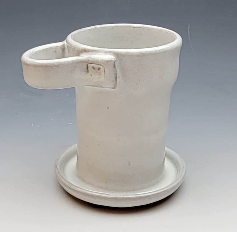 WHITE TOOTHBRUSH HOLDER, 1 Slot, Toothpaste & Manual Brush Holder, ceramic, pottery, Holder for 1, Bathroom image 4