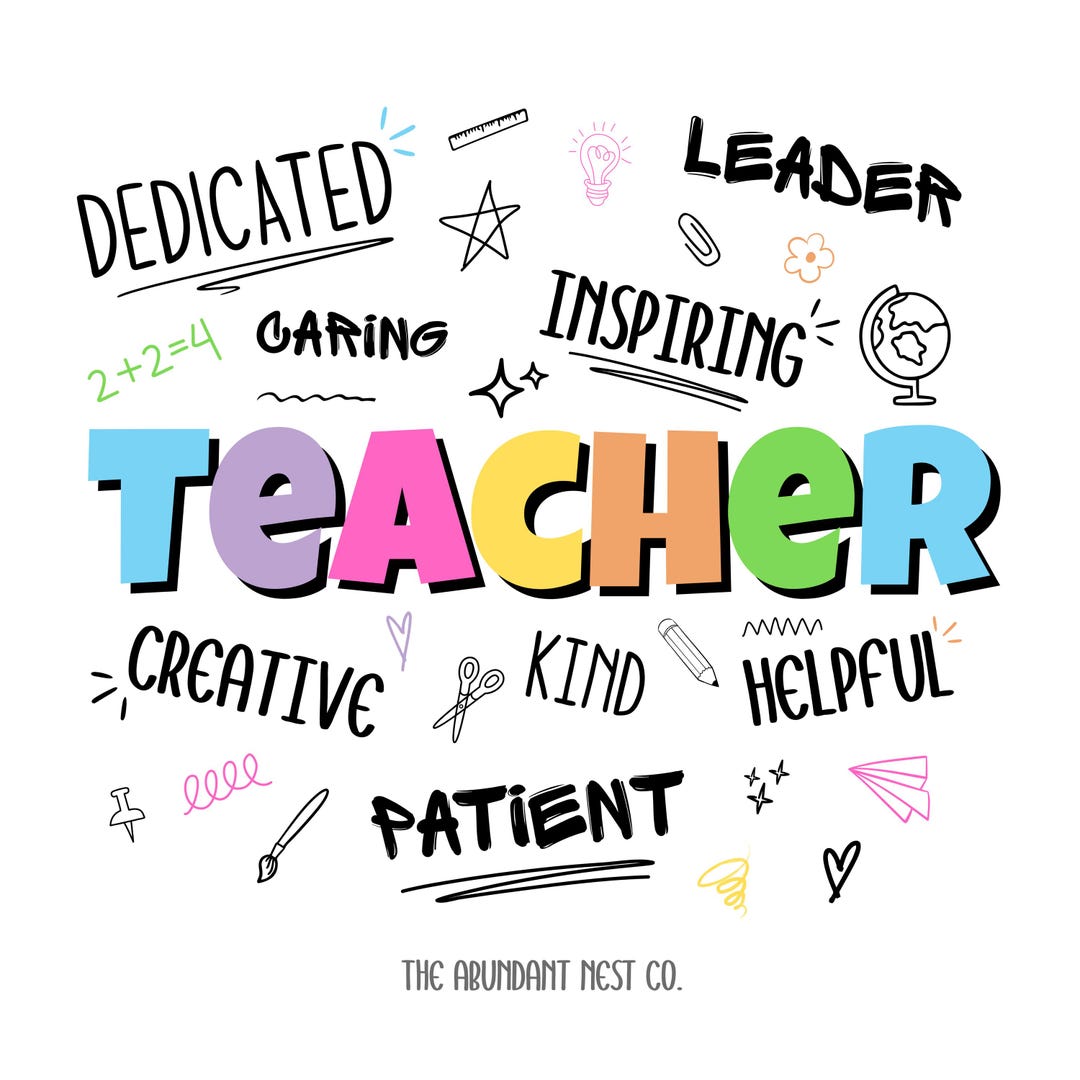 Colorful Teacher PNG: Printable Classroom Sign, Sublimation Design ...