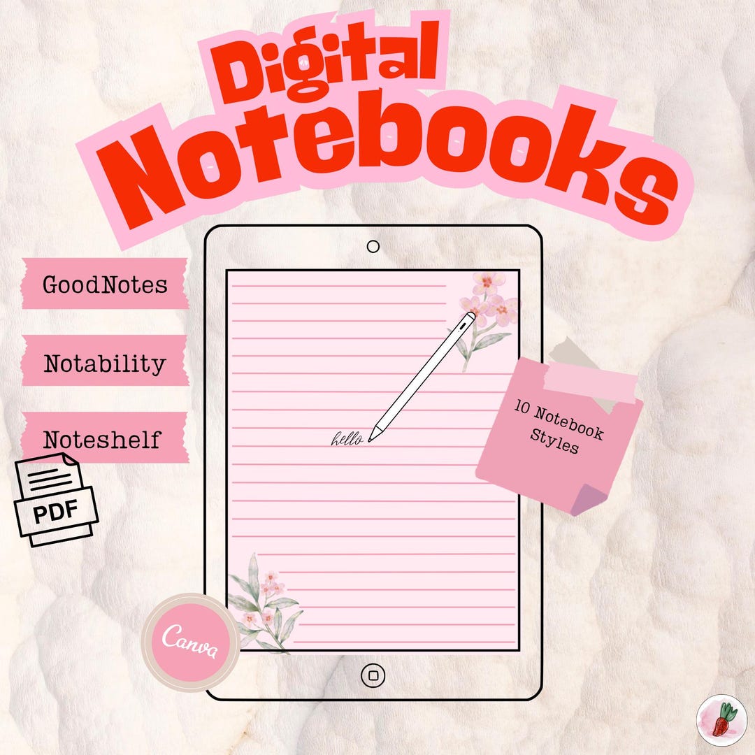 10 Digital Notebooks Bundle | Goodnotes, Notability, iPad Notebook Set ...