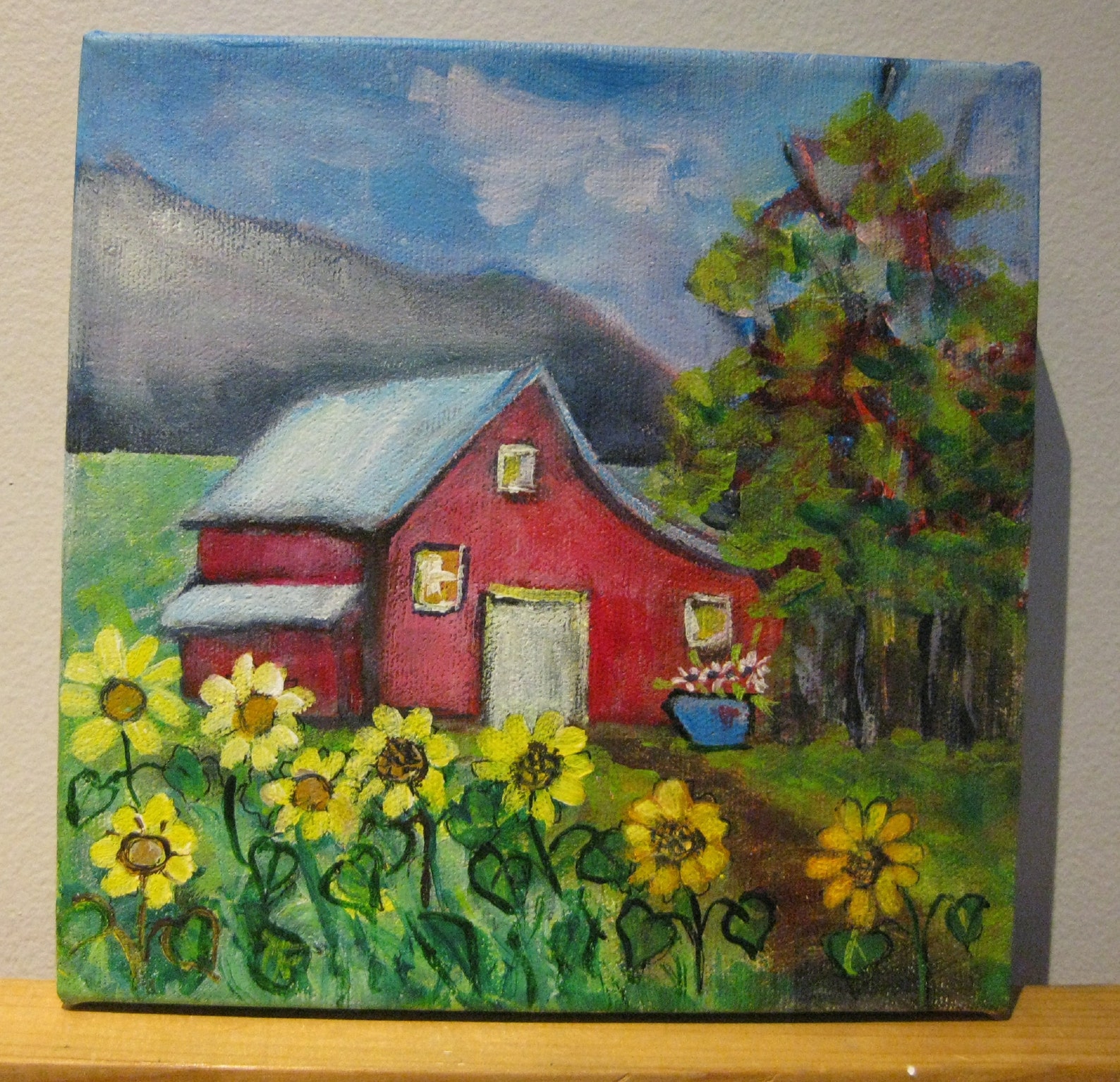 Pink Barn ORIGINAL Folk Art Painting Farm and Country Art Etsy