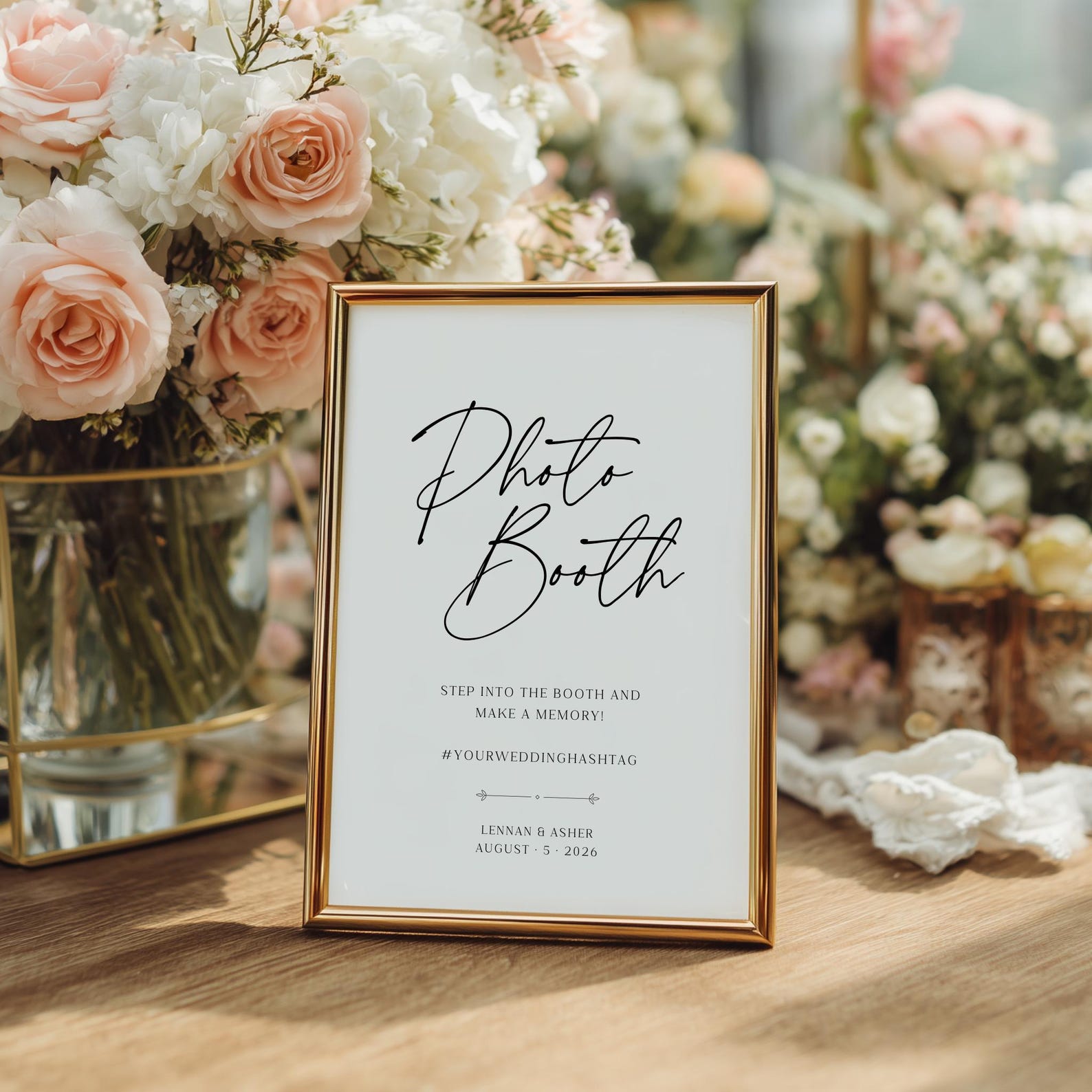 Luxury Photo Booth Sign Template, Editable DIY Printable Wedding Sign ...