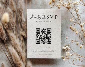 Wedding RSVP Card Template, QR Code RSVP Insert, Modern Editable Printable Wedding Response Design FMP1