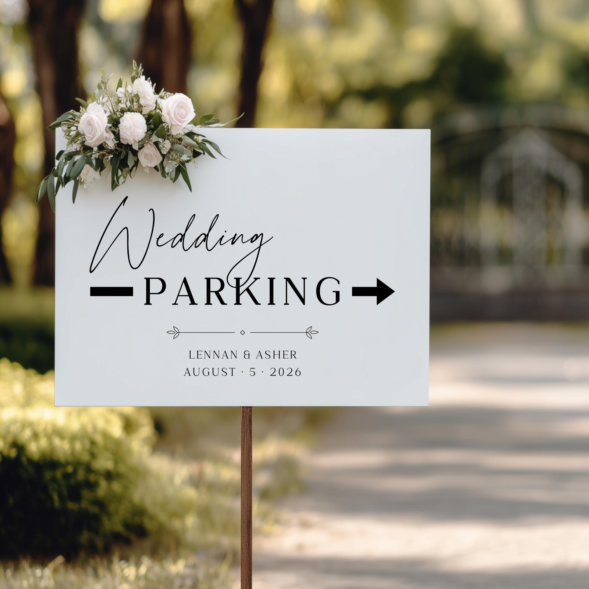 Luxury Wedding Parking Sign Template, Editable DIY Printable ...