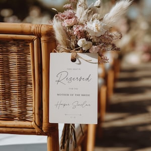 Luxury Reserved Seating Sign Template, Editable DIY Wedding Chair Sign, Elegant Printable Decor for a Luxurious Ceremony or Reception FMP2