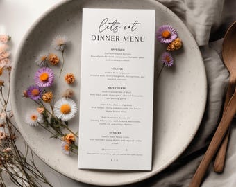 Luxury Wedding Menu Card Template, Editable Dinner Menu Printable, DIY Elegant Table Decor with Luxurious Reception Details FMP2