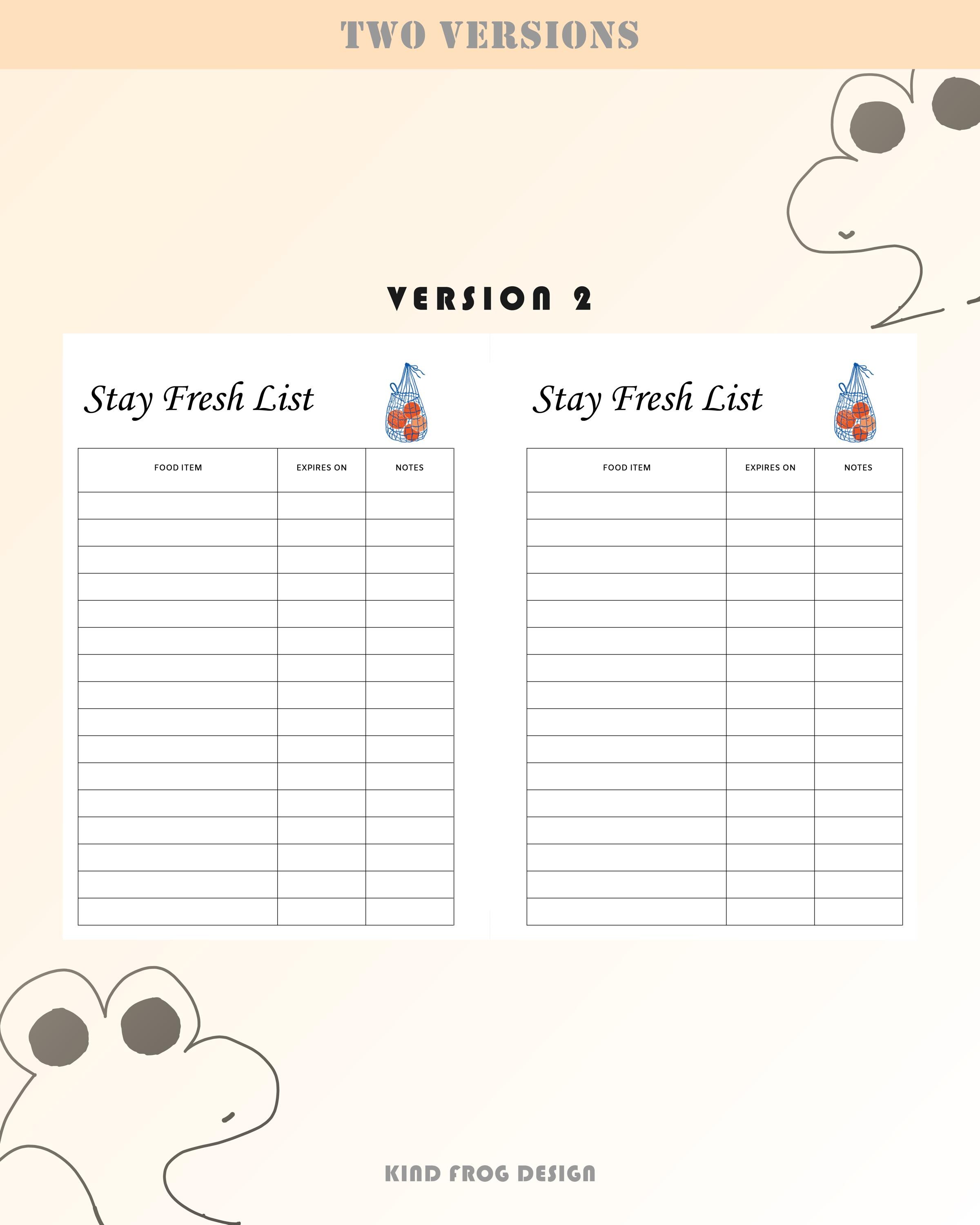 Expired List Layout Stay Fresh Tracker | Printable Food Expiration Date List | Pantry ...