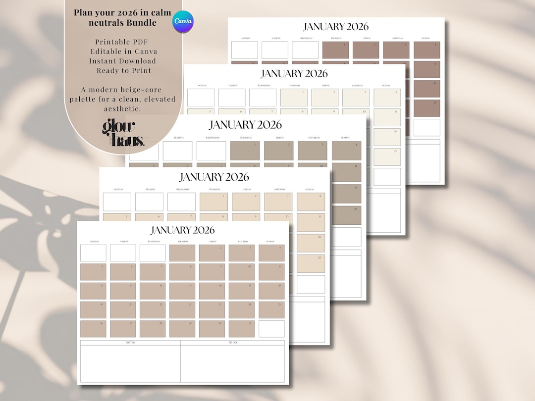 2026 Neutral Calendar | Beige Minimalist Planner (printable PDF) - Etsy