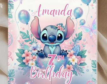 Stitch Birthday Invitation | Editable Cartoon Invite, Canva Template (Digital Download)