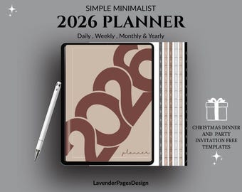 2026 Digital Planner PDF | Minimalist Hyperlinked Daily Weekly Monthly Planner for iPad GoodNotes & Tablet | Dated Yearly Organizer