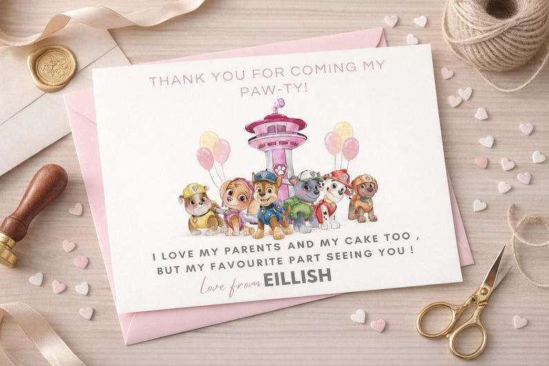 Editable Pawty Birthday Invitation Girl | Puppy Birthday Invitation Pink | Dog Birthday Party Invite | Canva