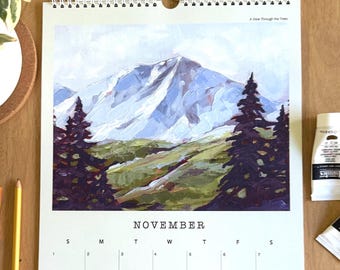2026 Mountain Landscape Wall Calendar: 8x10 Art Prints, double sided